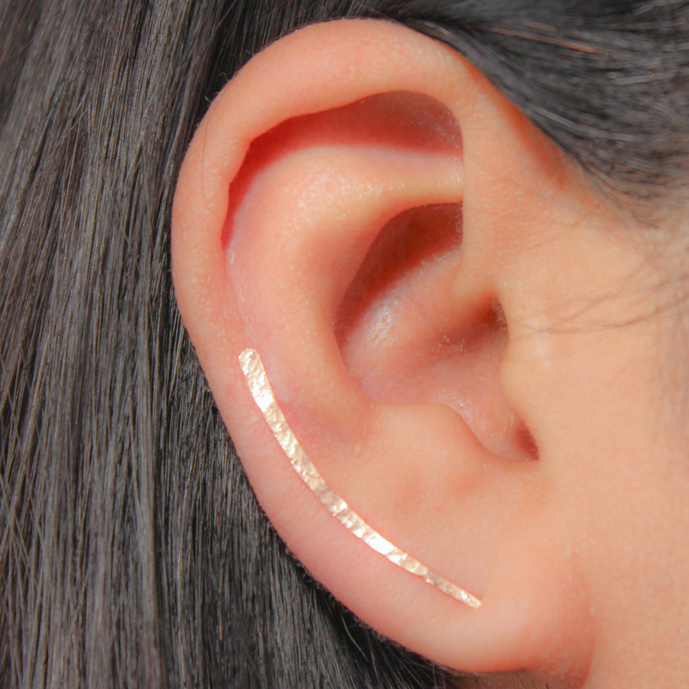 14K Rose Gold Filled Climber Crawler Earring Pins - Picture 1 of 7